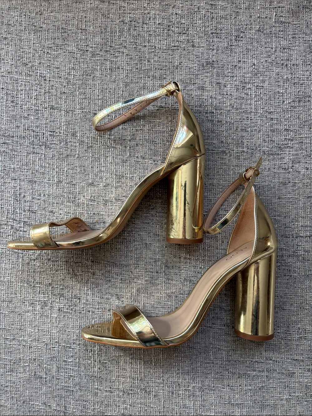 Aldo Round Heel Gold Heel Sandals